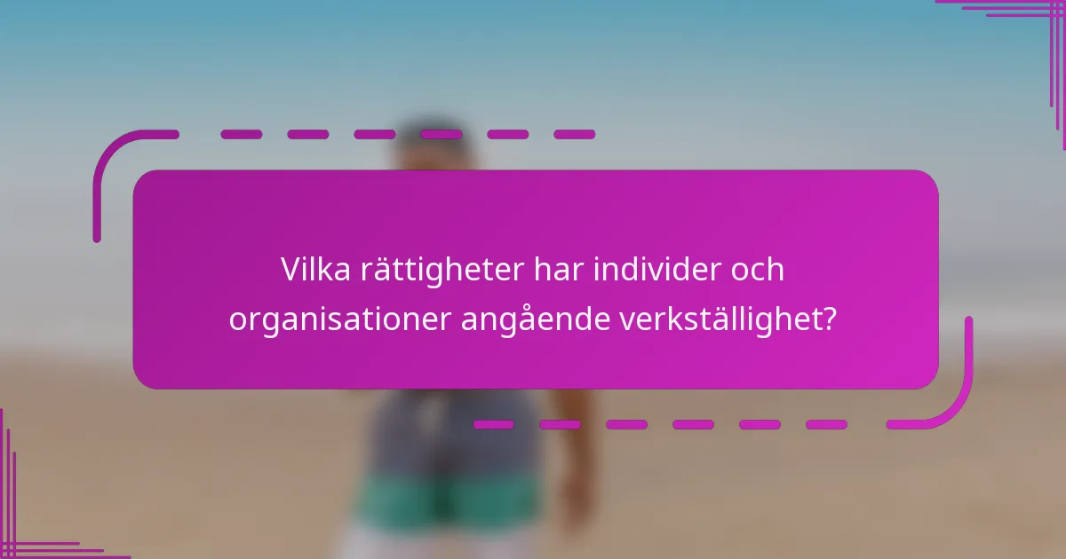 Vilka rättigheter har individer och organisationer angående verkställighet?